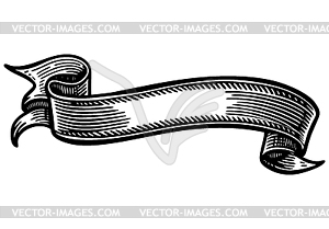 Vintage ribbon in engraving style. classic royal - vector clip art