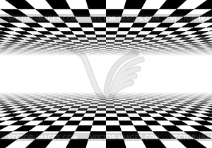 Black and white checkered perspective grid frame. - vector clip art
