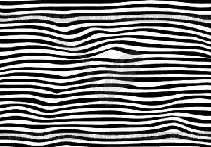 Wavy black and white horizontal lines pattern with - vector EPS clipart