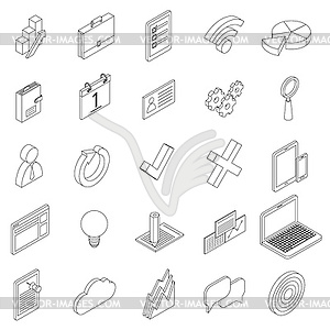 Office equipment icons set, isometric 3d style - vector clipart