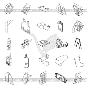 Paintball set icons - vector clip art