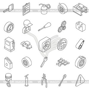 Car service set icons - vector clipart