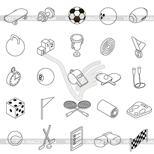 Sport icons set, isometric 3d style - vector image