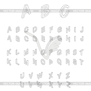 Isometric alphabet font - vector clip art