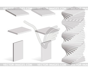Blank books or magazines set, mockups style - royalty-free vector clipart