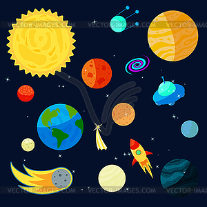 Space Icons set, cartoon style - vector clipart