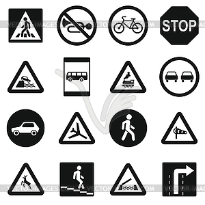 Road Sign Set icons, simple style - vector image