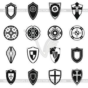 Shields set icons - vector image