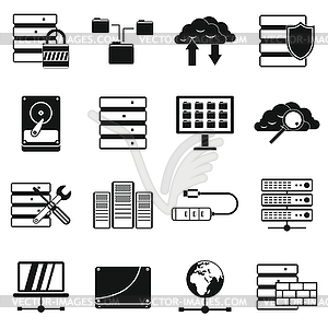 Database icons set - vector clip art