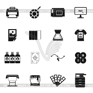 Printing icons set, simple style - vector clip art