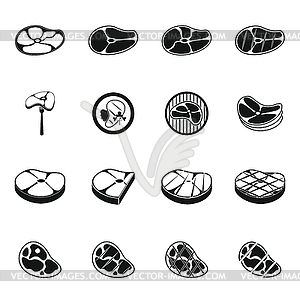 Steak icons set, simple style - royalty-free vector clipart