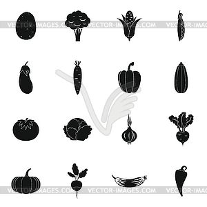 Vegetables icons set - vector clip art