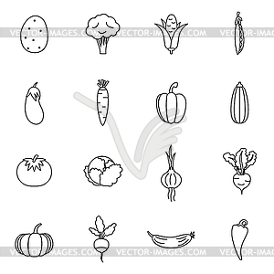 Vegetables icons set - vector clipart / vector image