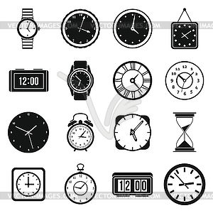 Time and Clock icons set - vector image