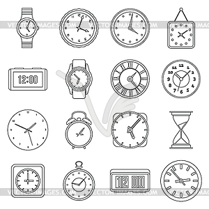 Time and Clock icons set - vector clipart