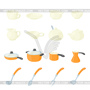 Pastry set icons, cartoon style - vector clipart