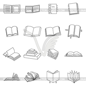 Book thin icons set - vector image