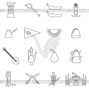 Turkey travel icons set - vector clip art