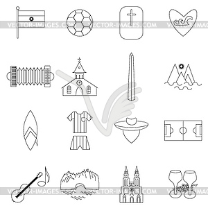 Argentina outline icons - vector clip art