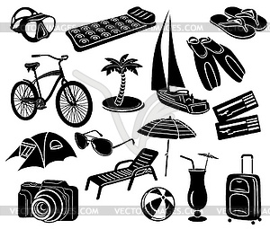 Summer icons set, simple style - vector clip art