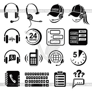 Call center icons set, simple style - vector clip art