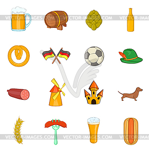 Germany icons set, cartoon style - vector image