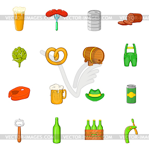 Octoberfest icons set, cartoon style - vector image