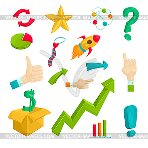 Business plan icons set, cartoon style - vector clipart