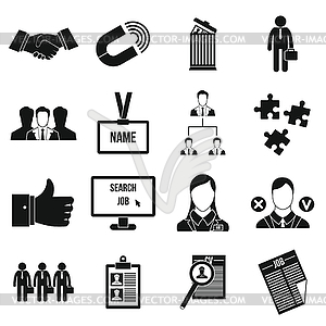 Human resource management icons set - vector clipart