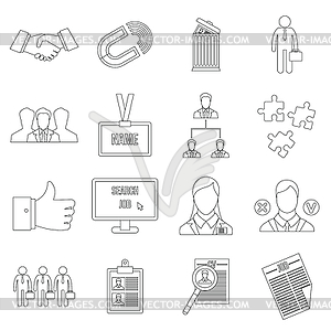 Human resource management icons set - vector clipart