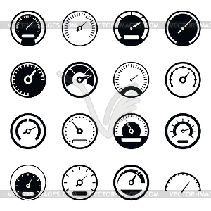 Speedometer icons set, simple style - vector image