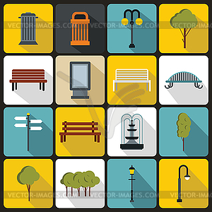 Park icons set, flat ctyle - vector EPS clipart