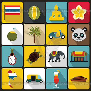 Costa Rica icons set, flat ctyle - vector image