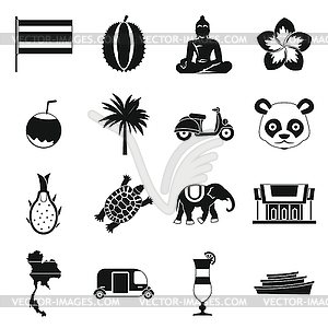 Costa Rica icons set, simple ctyle - vector EPS clipart