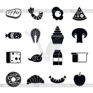 Food icons set, simple style - stock vector clipart