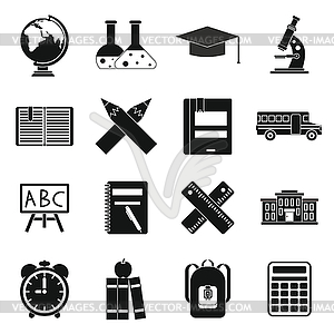 School icons set, simple ctyle - vector image
