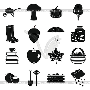 Autumn icons set, simple ctyle - vector clipart