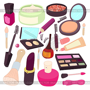 Cosmetic icons set, cartoon style - vector image