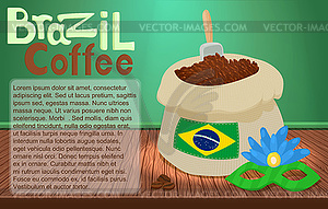Brazil coffee poster concept, cartoon style - vector clipart