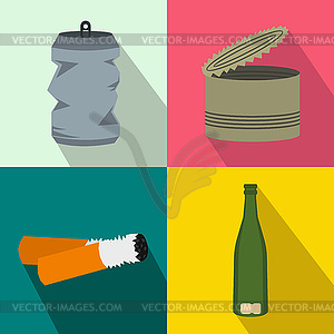 Waste banners set, flat style - vector EPS clipart