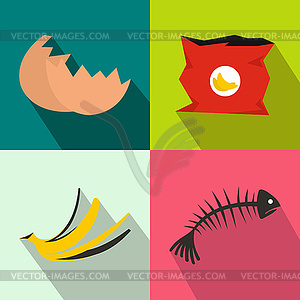 Waste banners set, flat style - vector clipart