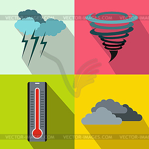 Weather banners set, flat style - vector image