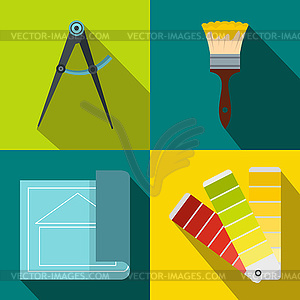 Construction banners set, flat style - vector clipart