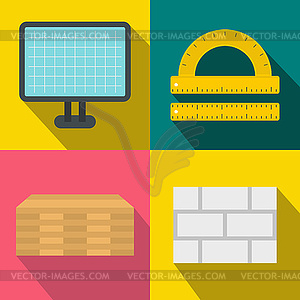 Construction banners set, flat style - vector image