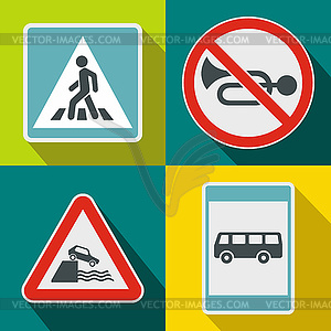 Road Sign banners set, flat style - stock vector clipart