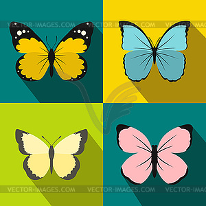 Butterfly banners set, flat style - vector image