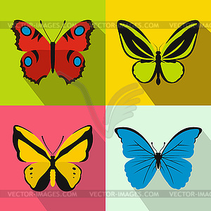 Butterfly banners set, flat style - vector clip art