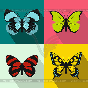 Butterfly banners set, flat style - vector clipart