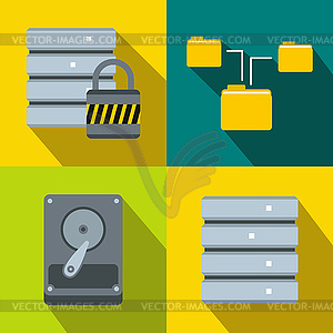 Database banners set, flat style - vector image