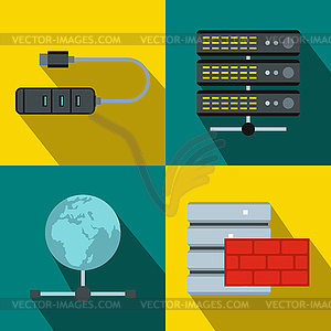 Database banners set, flat style - vector image